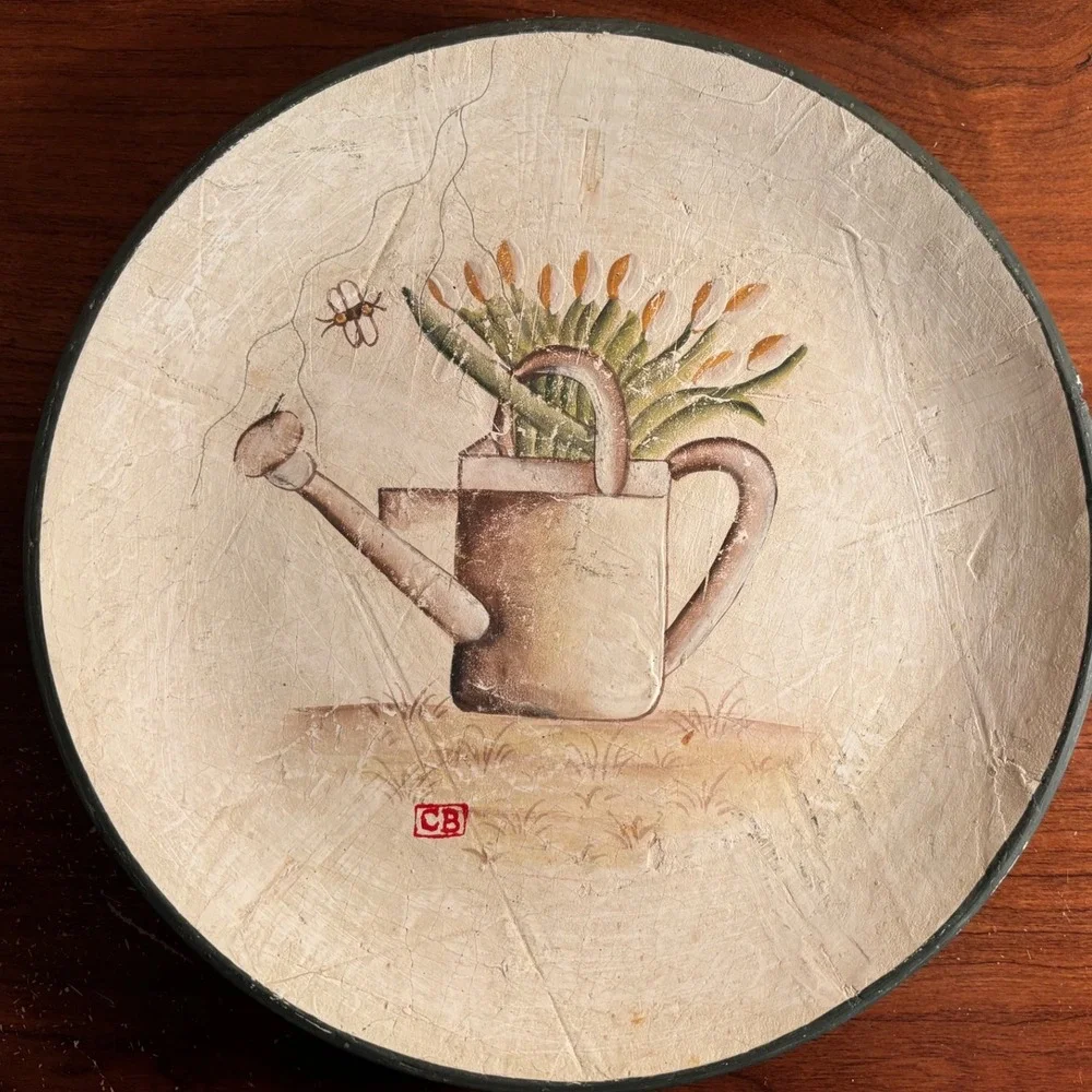 Set of 3 Decorative Plates Garden Watering Can Pots Flowers‎ Rustic Cheri Blum - Picture 3 of 10